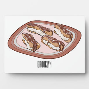 Chocolate eclair cartoon illustration plaque