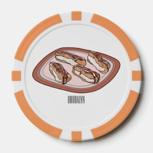 Chocolate eclair cartoon illustration poker chips