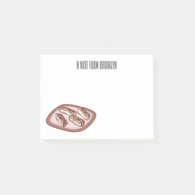 Chocolate eclair cartoon illustration post-it notes (Front)