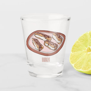 Chocolate eclair cartoon illustration shot glass