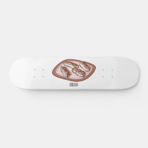 Chocolate eclair cartoon illustration  skateboard
