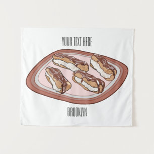 Chocolate eclair cartoon illustration tapestry