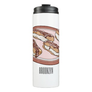 Chocolate eclair cartoon illustration  thermal tumbler