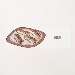 Chocolate eclair cartoon illustration yoga mat