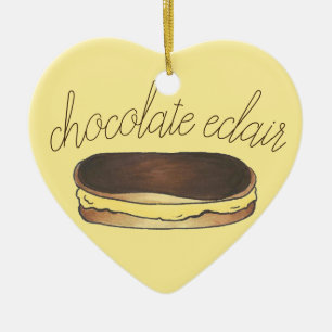 Chocolate Eclair French Bakery Dessert Pastry Ceramic Tree Decoration