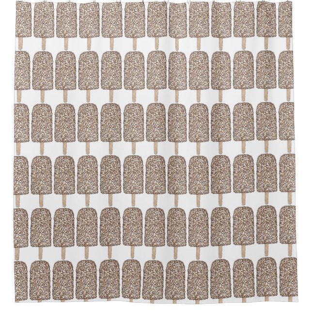 Chocolate Eclair Ice Cream Popsicle Shower Curtain (Front)