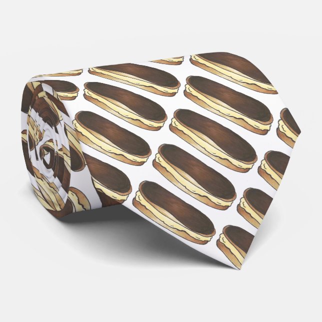 Chocolate Eclair Pastry Dessert Foodie Tie (Rolled)