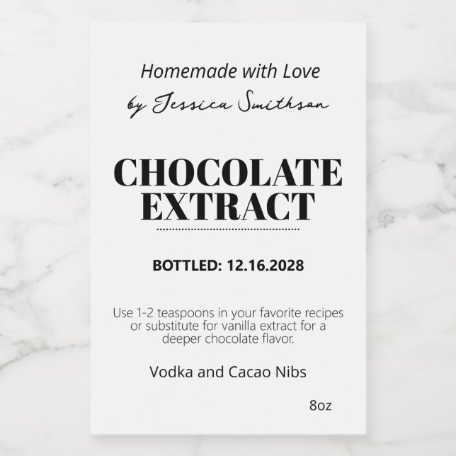 Chocolate Extract Modern Label Sticker ZEX_001g (Single Label)
