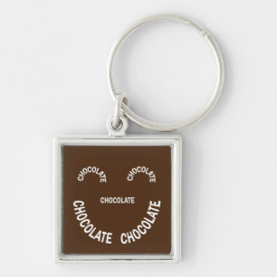 Chocolate Face Text Key Ring