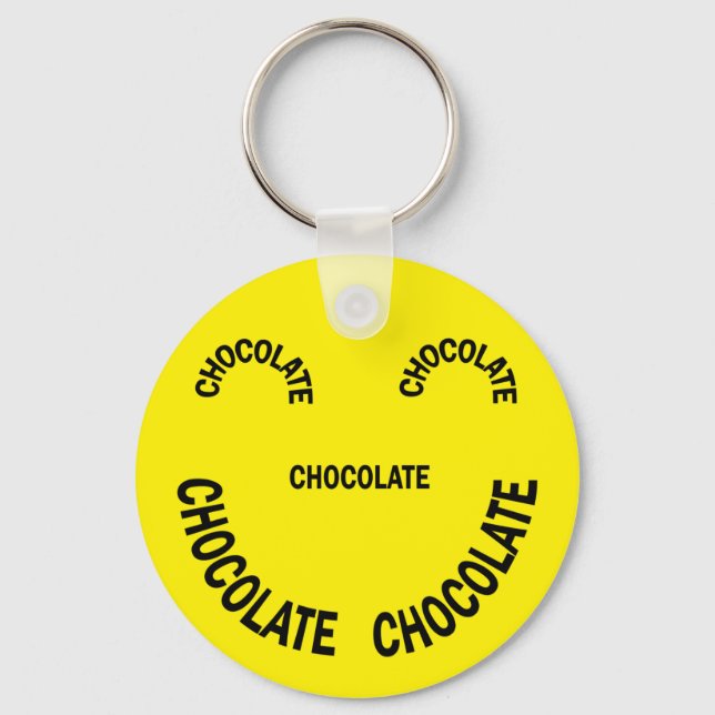 Chocolate Face Text Key Ring (Front)