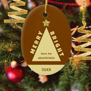 Chocolate Family Photo Minimalist Keepsake Ceramic Tree Decoration