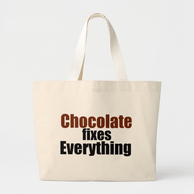 Chocolate fixes Everything Large Tote Bag (Front)