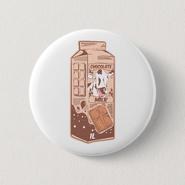 Chocolate flavoured milk carton 6 cm round badge (Front)