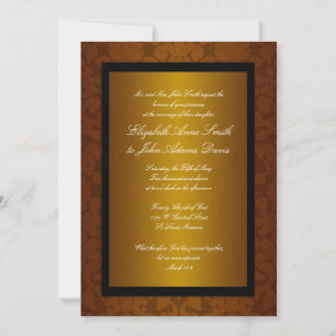 Chocolate Foil Damask Wedding Invitation
