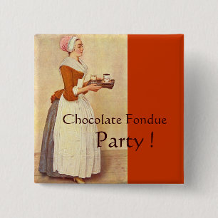 CHOCOLATE FONDUE DINNER PARTY 15 CM SQUARE BADGE