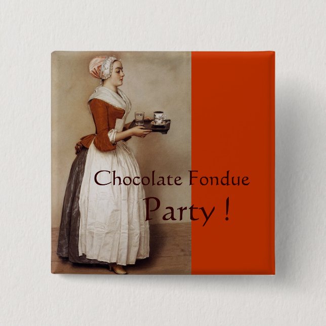 CHOCOLATE FONDUE DINNER PARTY 15 CM SQUARE BADGE (Front)