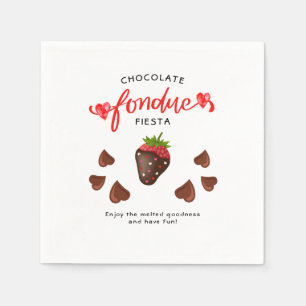 Chocolate Fondue Fiesta Strawberry Hearts Birthday Napkin