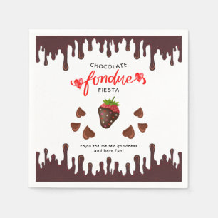 Chocolate Fondue Fiesta Strawberry Hearts Birthday Napkin