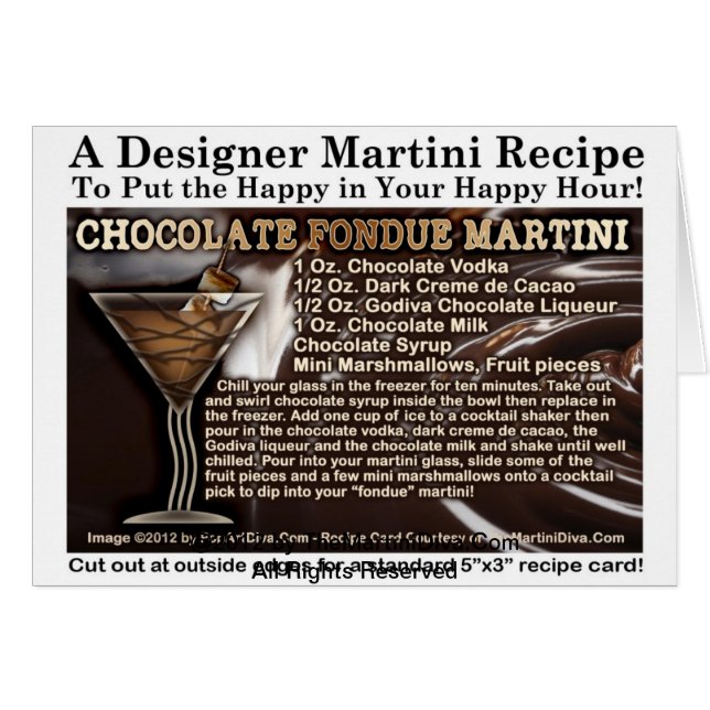Chocolate Fondue Martini Recipe Greeting Card (Front Horizontal)