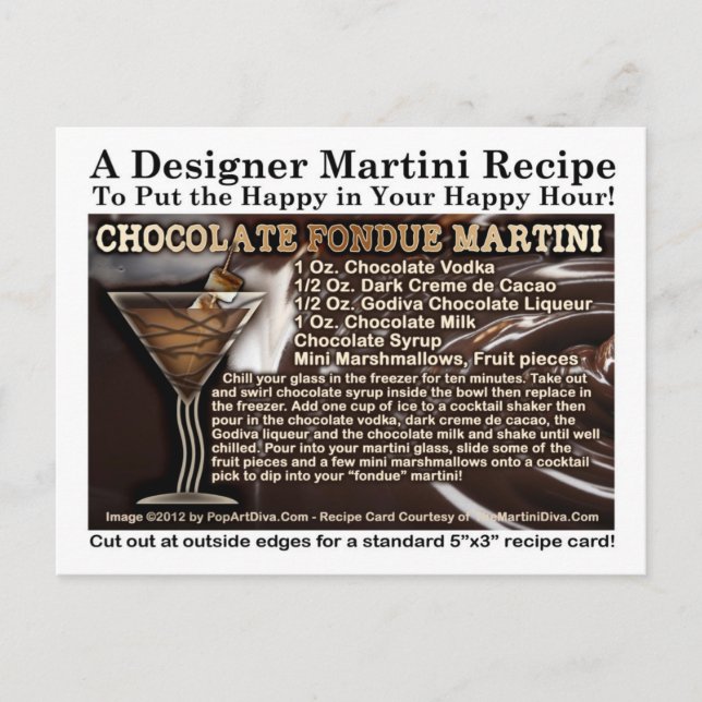 Chocolate Fondue Martini Recipe Postcard (Front)
