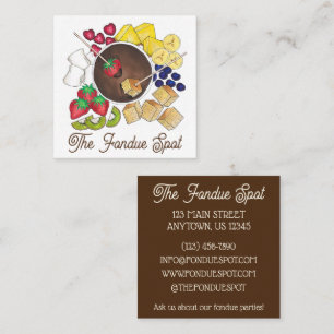 Chocolate Fondue Pot Dessert Food Restaurant Square Business Card