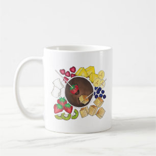 Chocolate Fondue Pot Retro Dessert Food Fruit Cake Coffee Mug