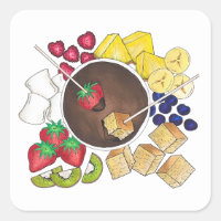 Chocolate Fondue Pot Retro Dessert Food Fruit Cake