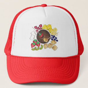 Chocolate Fondue Pot Retro Dessert Food Fruit Cake Trucker Hat