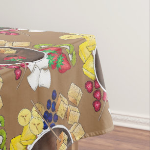 Chocolate Fondue Pot Retro Dessert Party Fruit Tablecloth