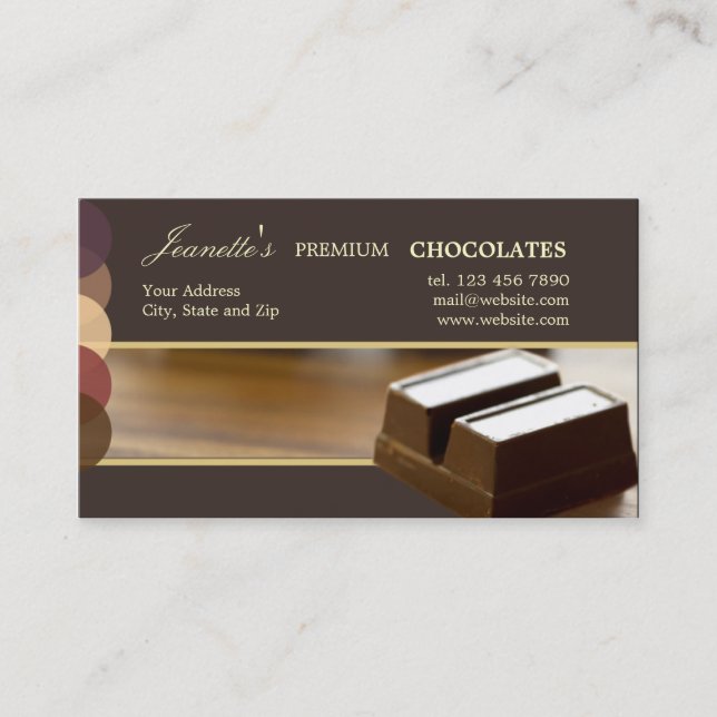 Chocolate - food business cards (Front)