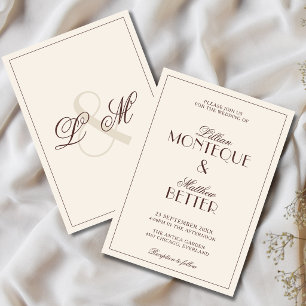 Chocolate Frame Initial Quiet Old Money Wedding Invitation
