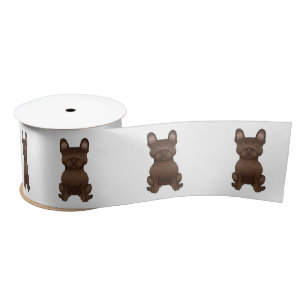 Chocolate French Bulldog / Frenchie Cartoon Dog Satin Ribbon