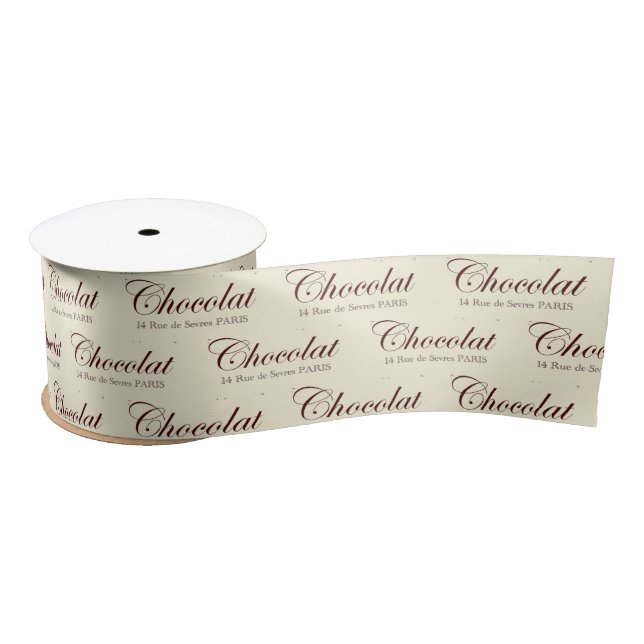 Chocolate French Chocolat Script Paris Ribbon Satin Ribbon (Spool)