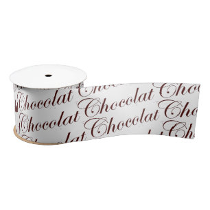 Chocolate French Chocolat Script Ribbon Satin Ribbon