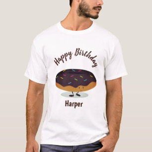 Chocolate Frosted Birthday Doughnut   Men's T-Shirt