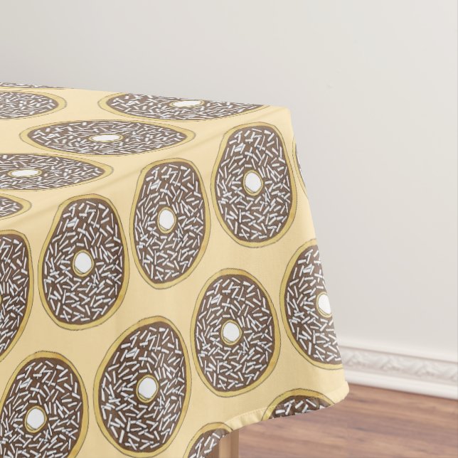 Chocolate Frosted Coconut Glazed Cake Doughnut Tablecloth (In Situ)