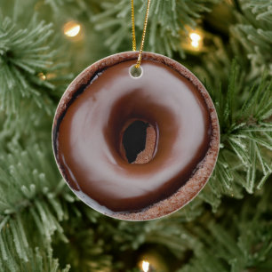 Chocolate Frosted Donut Personalized  Ceramic Tree Decoration