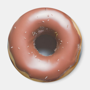 Chocolate Frosted Donut with Sprinkles Magnet