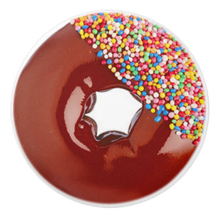 Chocolate Frosted Doughnut Ceramic Knob