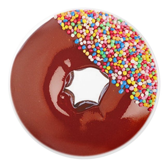 Chocolate Frosted Doughnut Ceramic Knob (Front)