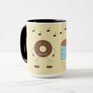Chocolate Frosted Doughnut & Coffee Mug Dancing:
