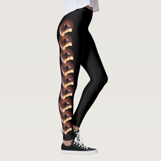 Chocolate Frosted Yellow Cake Doughnut with Bite Leggings (Right)