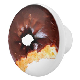 Chocolate Frosted Yellow Cake Doughnut with Bite O Ceramic Knob