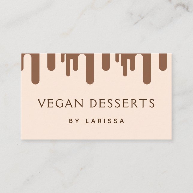 Chocolate Frosting Drip Vegan Dessert Social Media Business Card (Front)