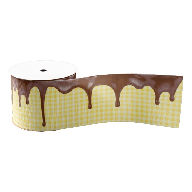 Chocolate Frosting on Gingham Grosgrain Ribbon (Spool)