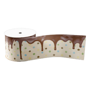 Chocolate Frosting on Polka Dots Grosgrain Ribbon