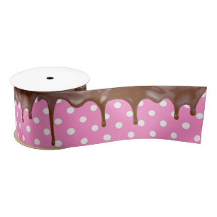 Chocolate Frosting on Polka Dots Satin Ribbon