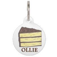 Chocolate Frosting Yellow Layer Cake Slice Pet Tag