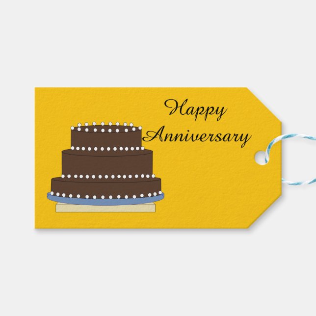 Chocolate Fudge Anniversary Cake  Gift Tags (Front (Horizontal))