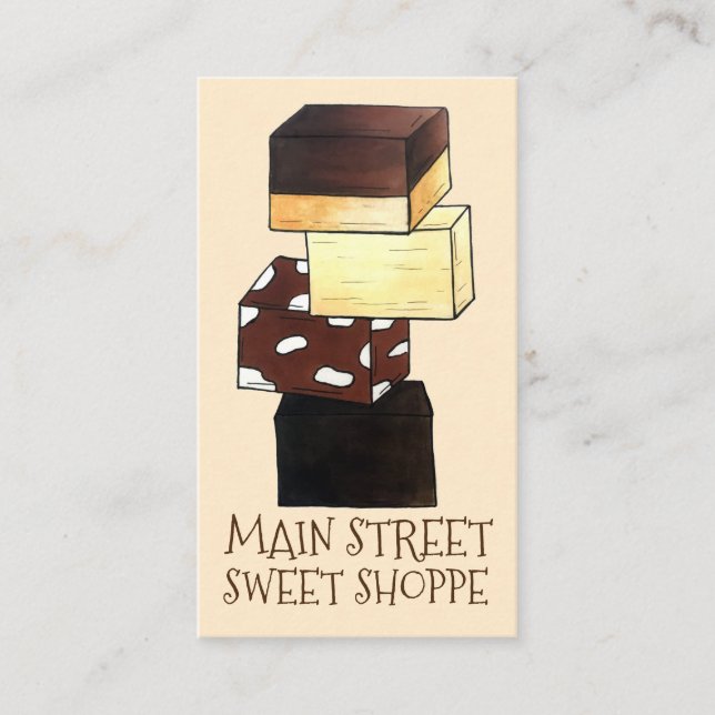 Chocolate Fudge Confection Candy Sweet Shop Shoppe Business Card (Front)